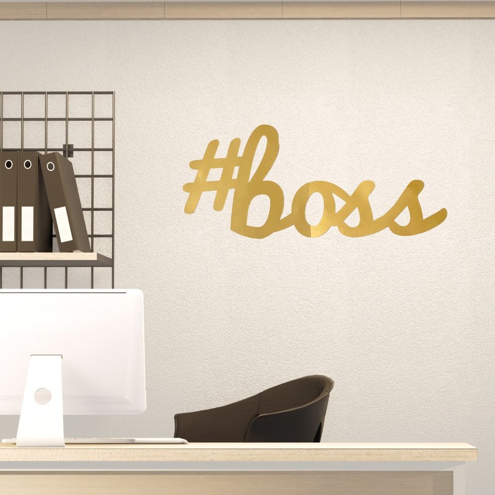 Office Wall Decor Gold #Boss - Removable Reusable